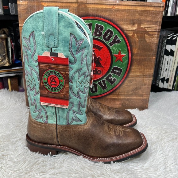 Laredo Shoes - LAREDO 5607 WOMENS ANITA BOOTS TURQUOISE SQUARE TOE SIZE 9 WIDE